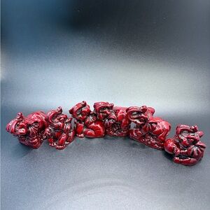 Red Elephant Figurine Set